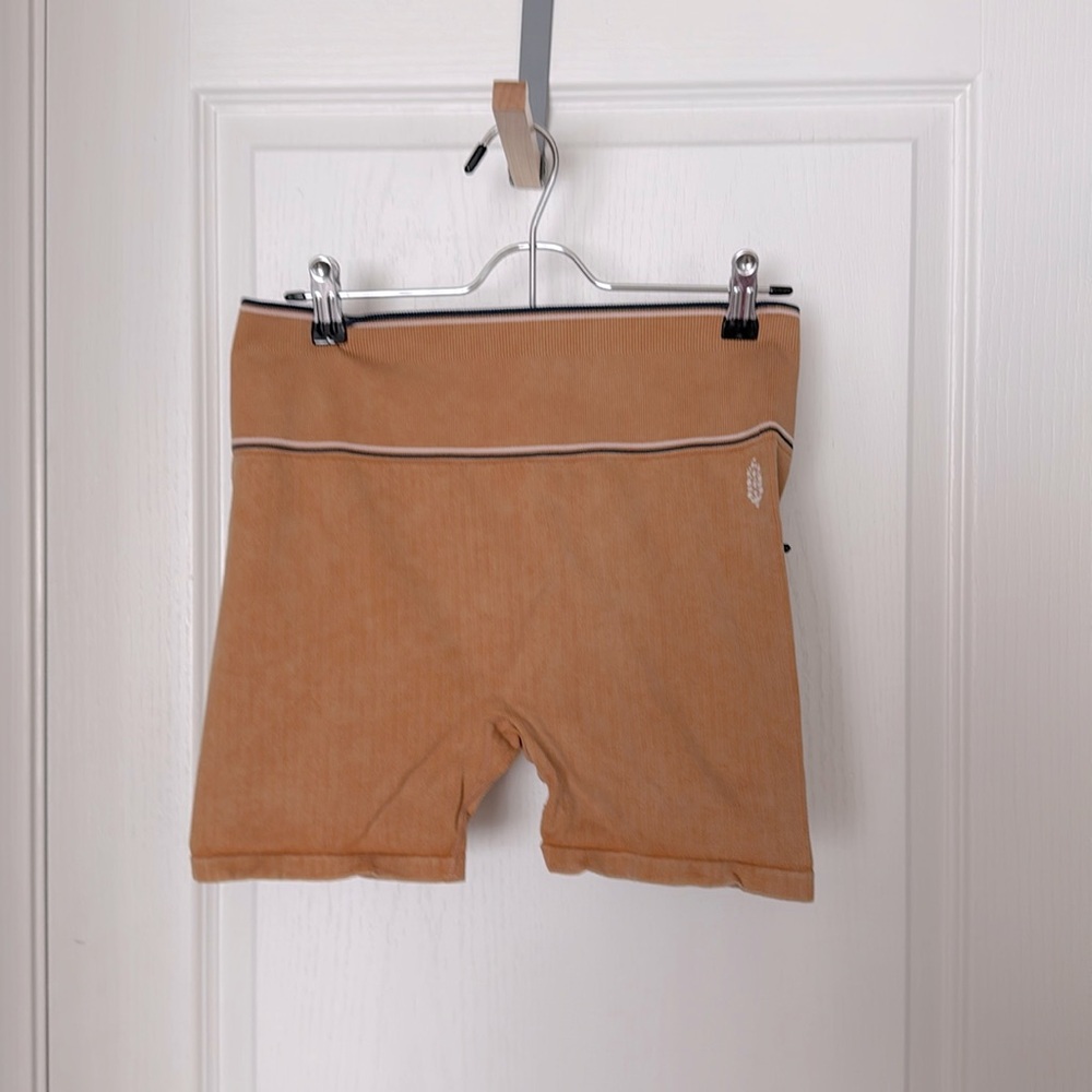 FP Movement by Free People Tan Bike Shorts with Contrast Trim